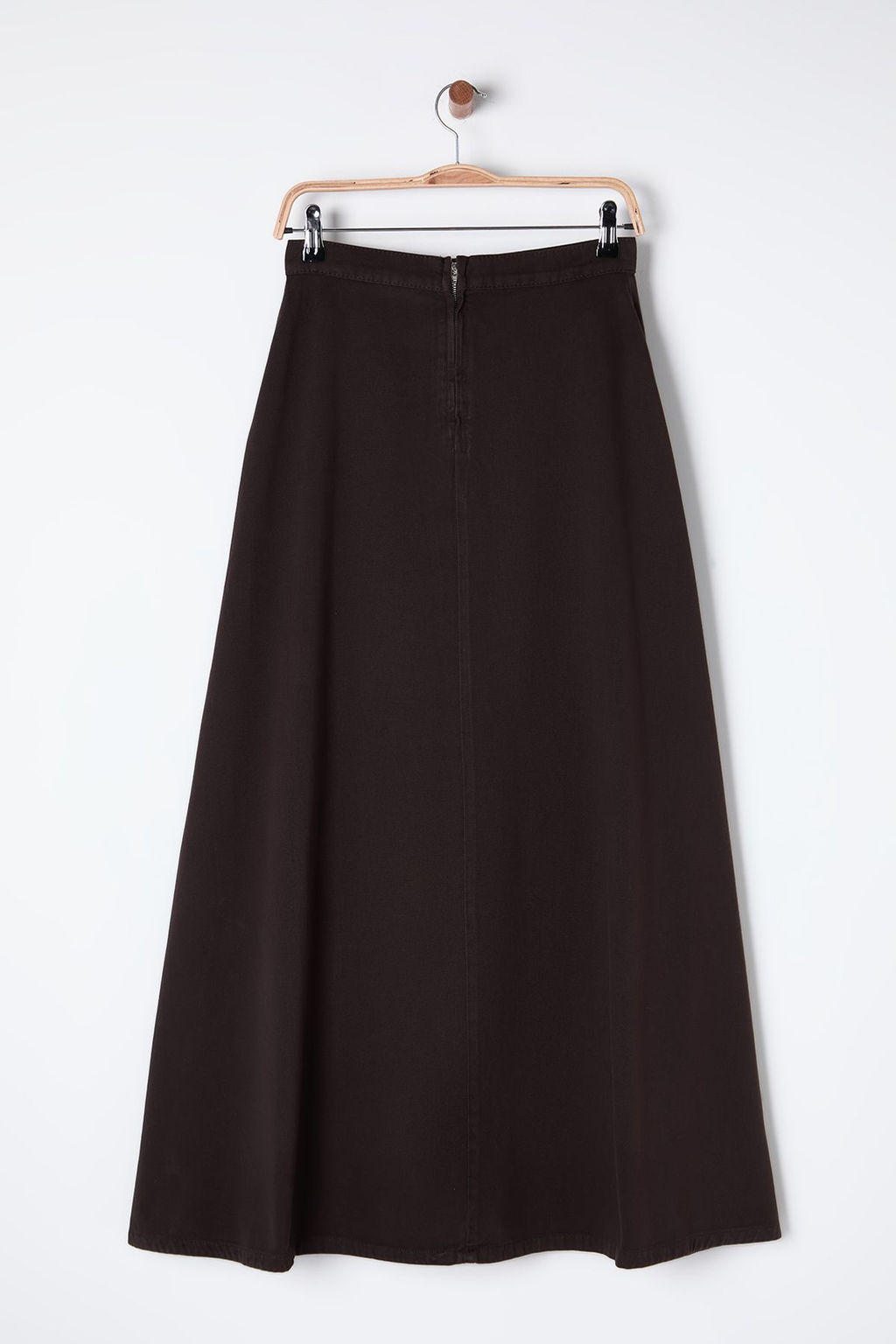 Kahverengi Volanl? Maxi Denim Etek TWOSS25ET00005