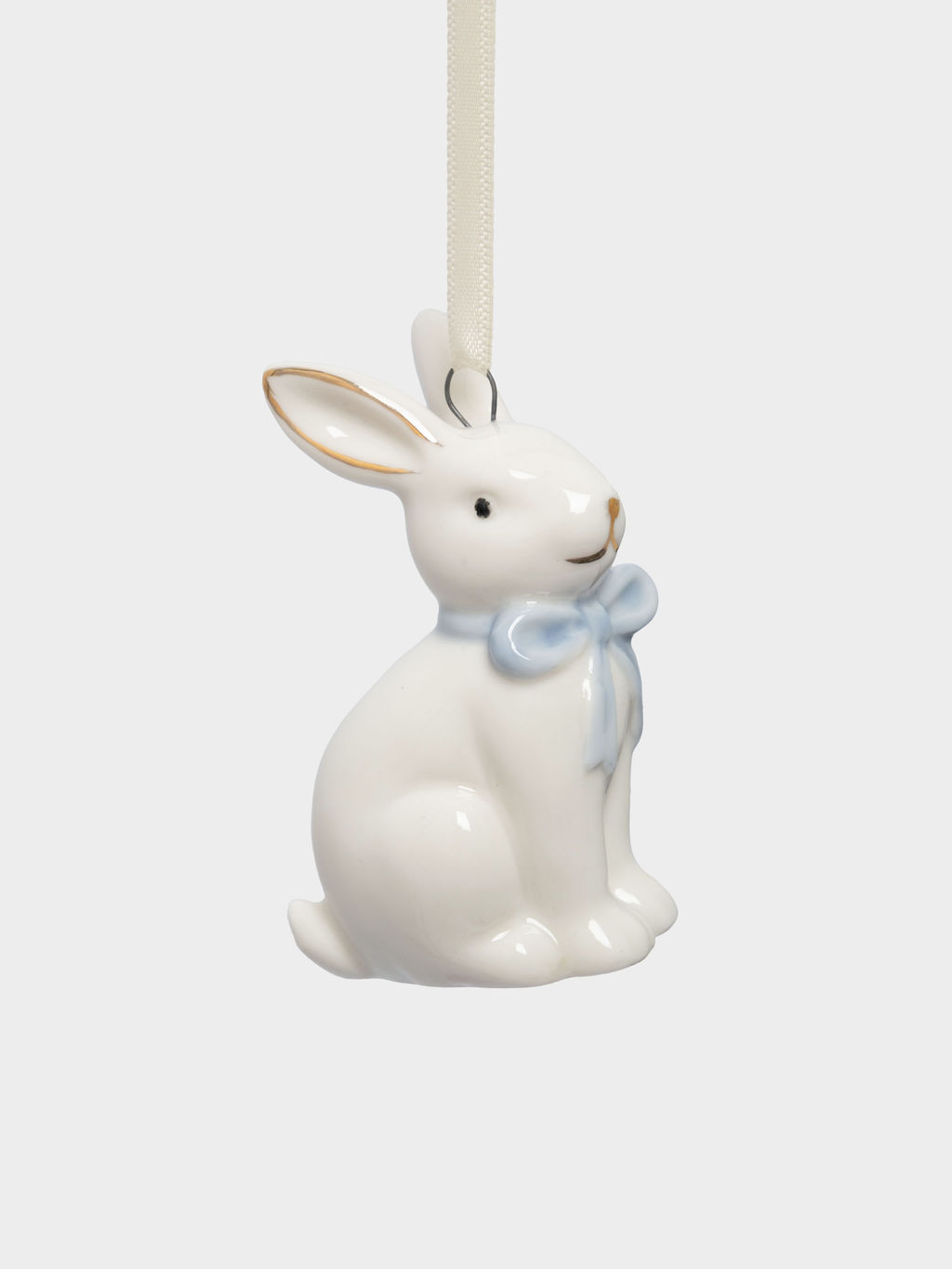 Подвеска декоративная, 7 см, фарфор P, молочная, Кролик с бантом, White Rabbit - Anna lafarg фото 3