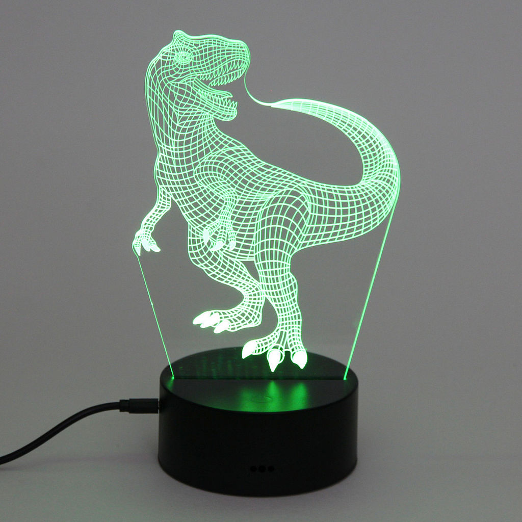 Цена за 2 шт. Светильник ночник "3D-Динозавр" на пластиковой подставке, с включателем USB
