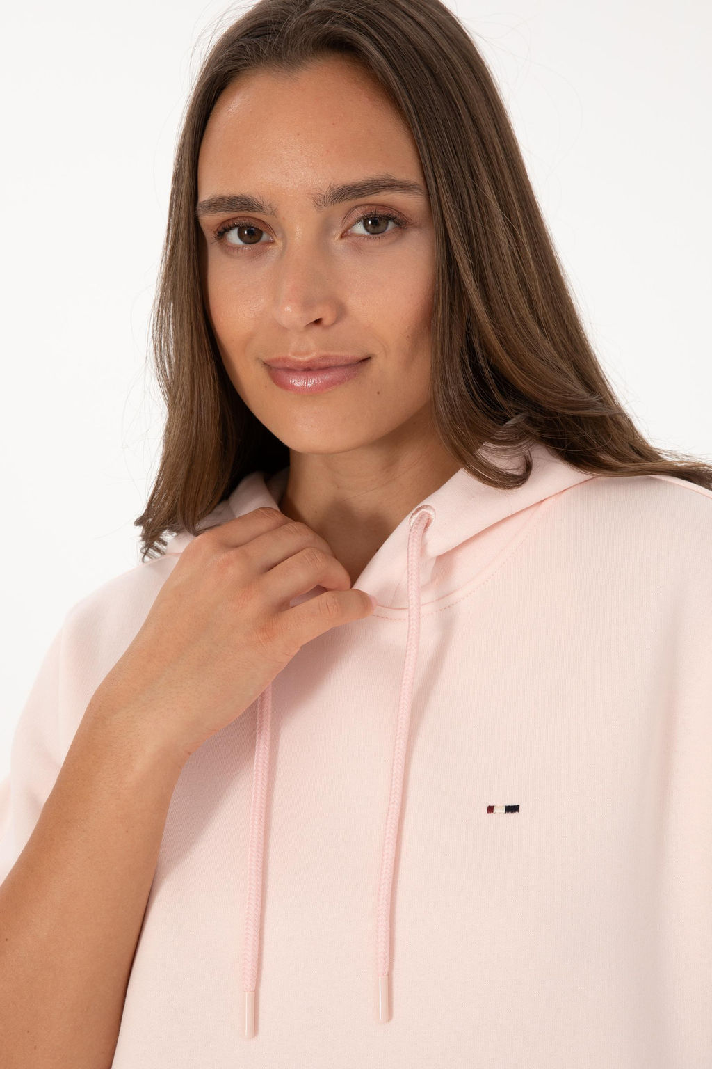 Kad_n A__k Pembe _ardonlu Kap__onlu Sweatsh_rt