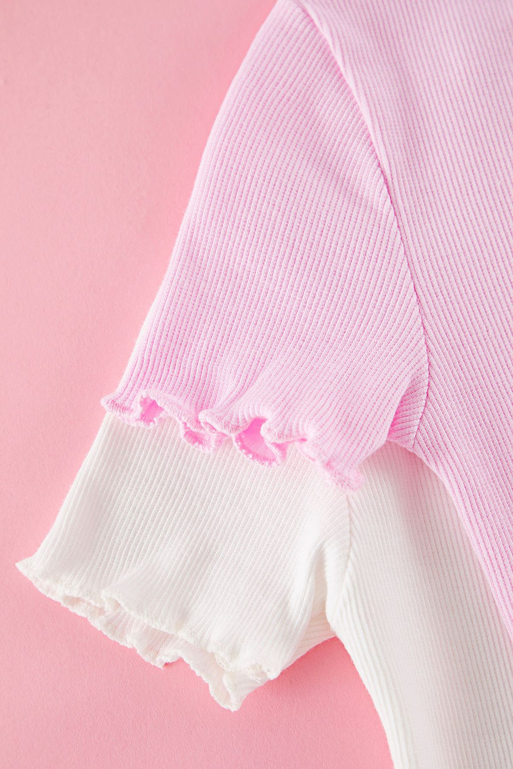 Ekru-Pembe 2li K?z Cocuk Pamuklu Crop K?sa Kol Orme T-Shirt TKDSS25TS00027 - Trendyolmilla фото 8