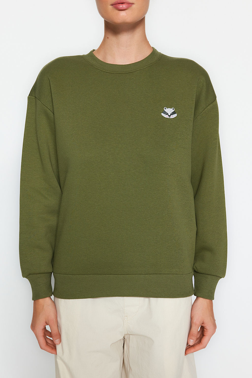 TRENDYOLMILLA Tas Animal Nak?sl? Regular/Normal Kal?p Kal?n Ici Polarl? Orme Sweatshirt TWOAW24SW00196 фото 5