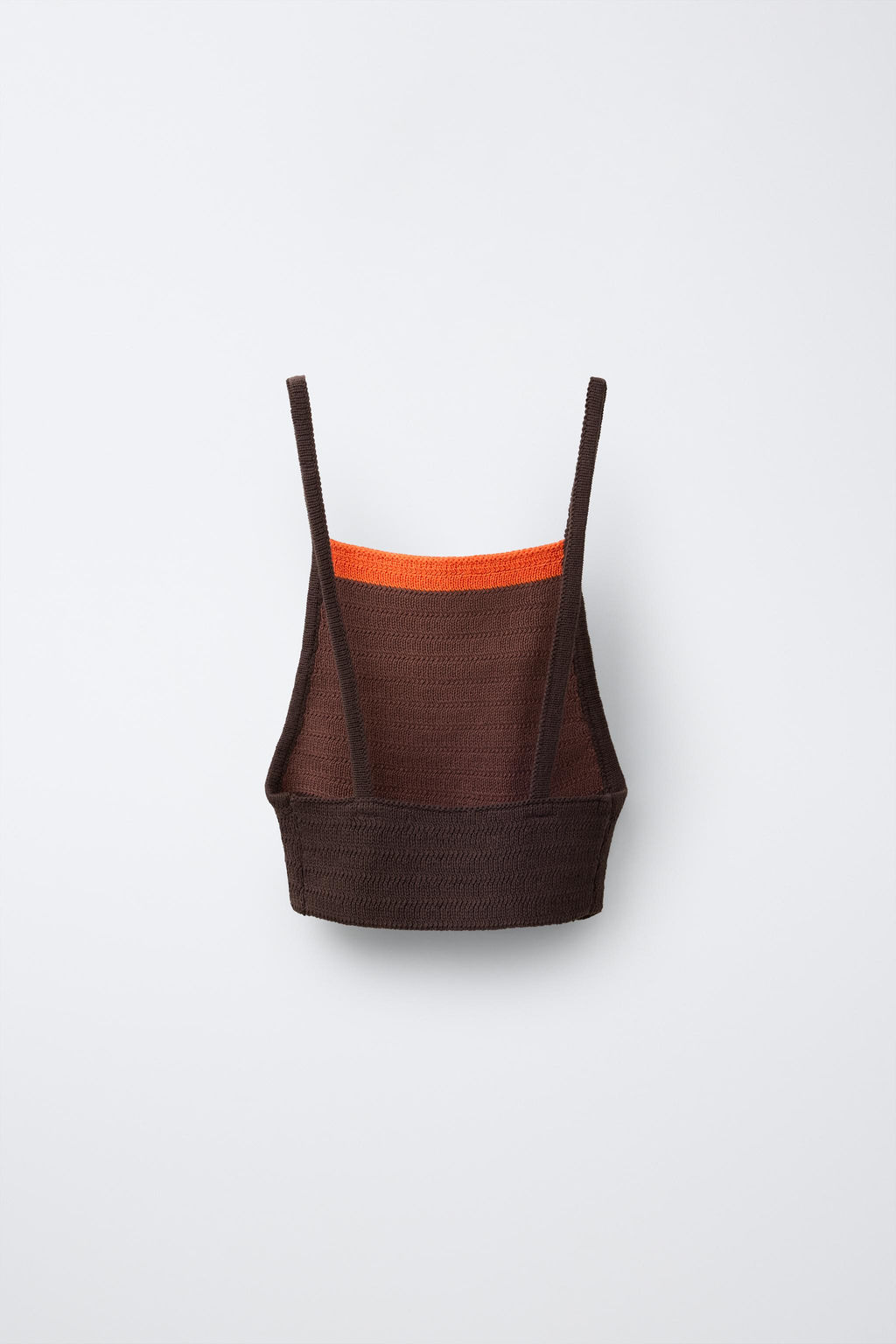 TOP PUNTO CROCHET RAYA CONTRASTE / Marr?n - Zara фото 3