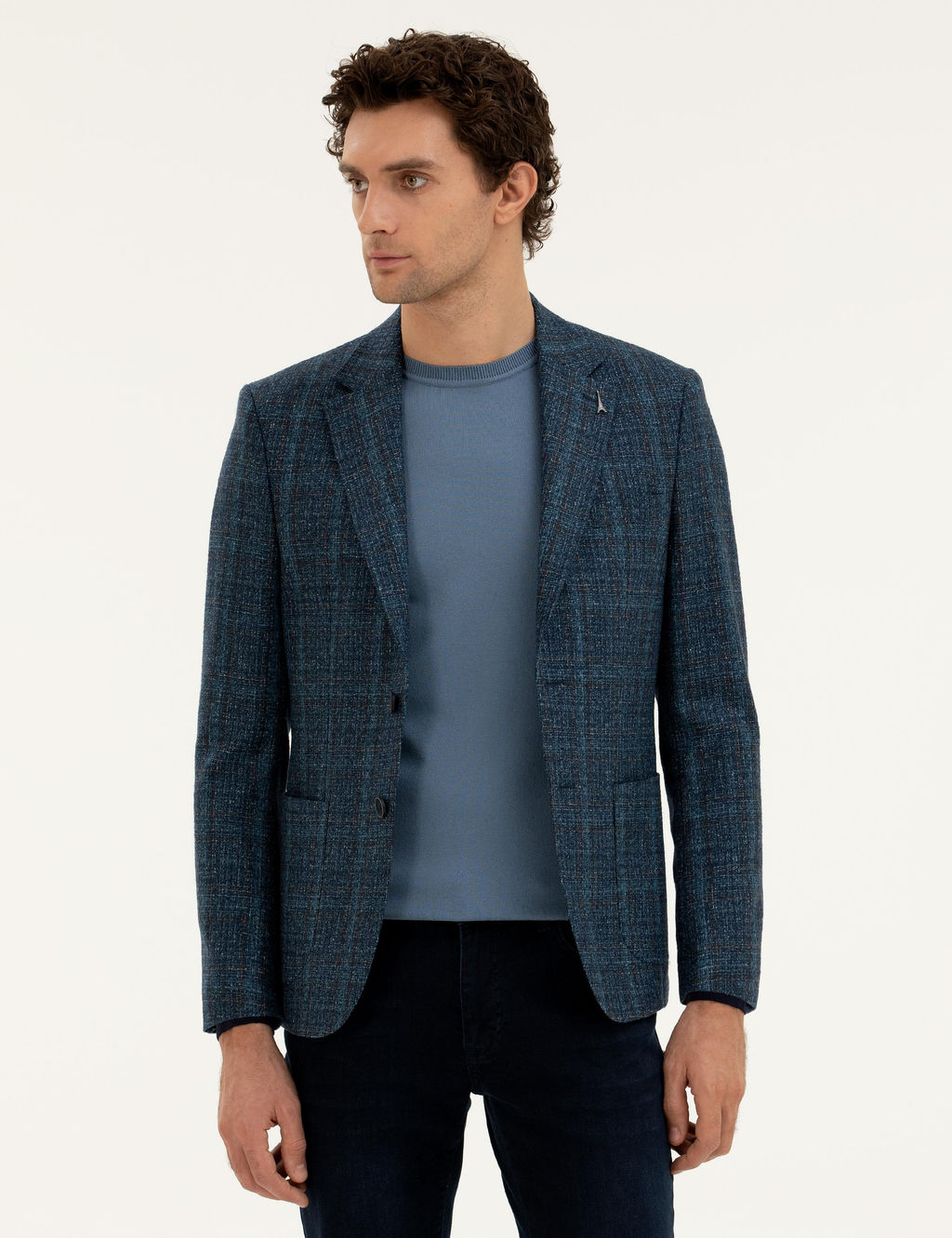 Куртка приталенного кроя из шерстяной смеси кашемира Petrol Blue