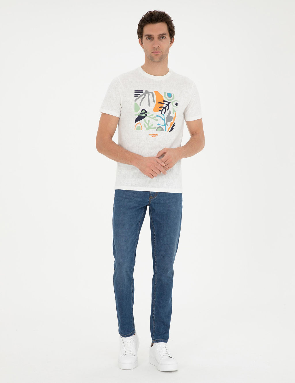 Белая приталенная футболка с круглым вырезом - Cacharel фото 4