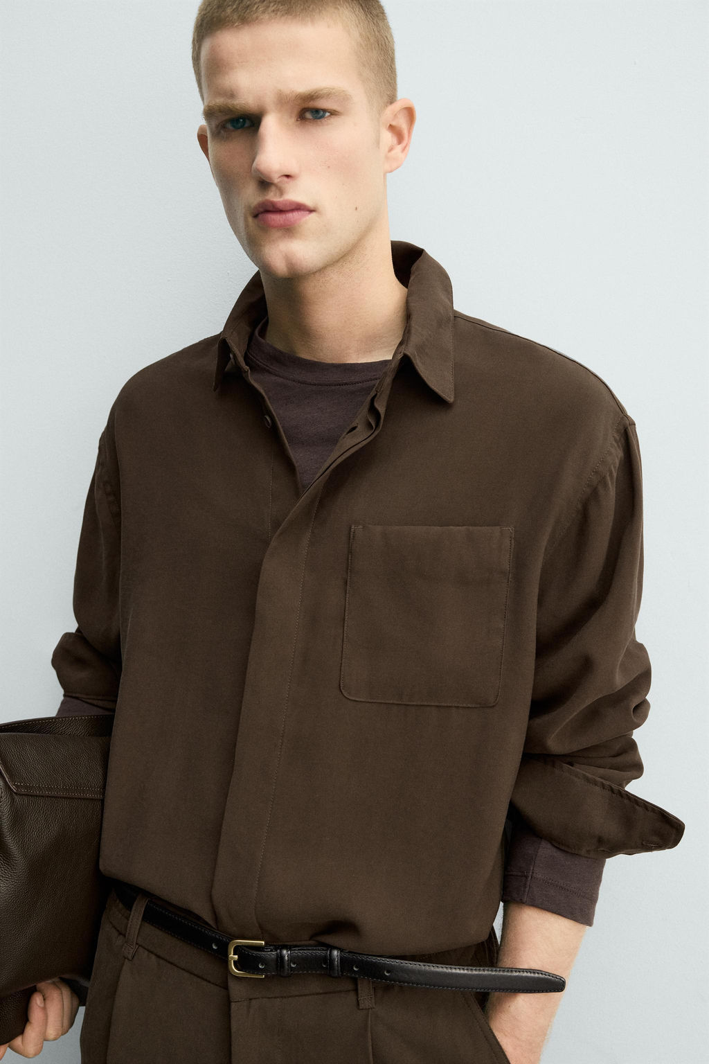 CAMISA FLUIDA RELAXED FIT / Marr?n - Zara фото 6