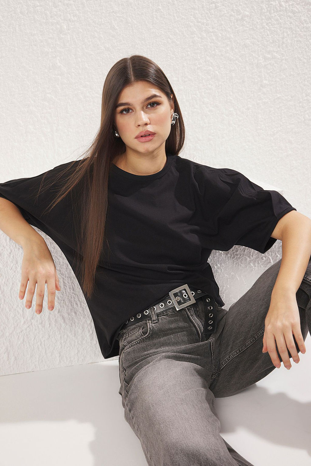 TRENDYOLMILLA Ac?k Sar? %100 Pamuk Balon Kol Oversize/Genis Kesim Orme T-Shirt TWOSS25TS00041  фото 7