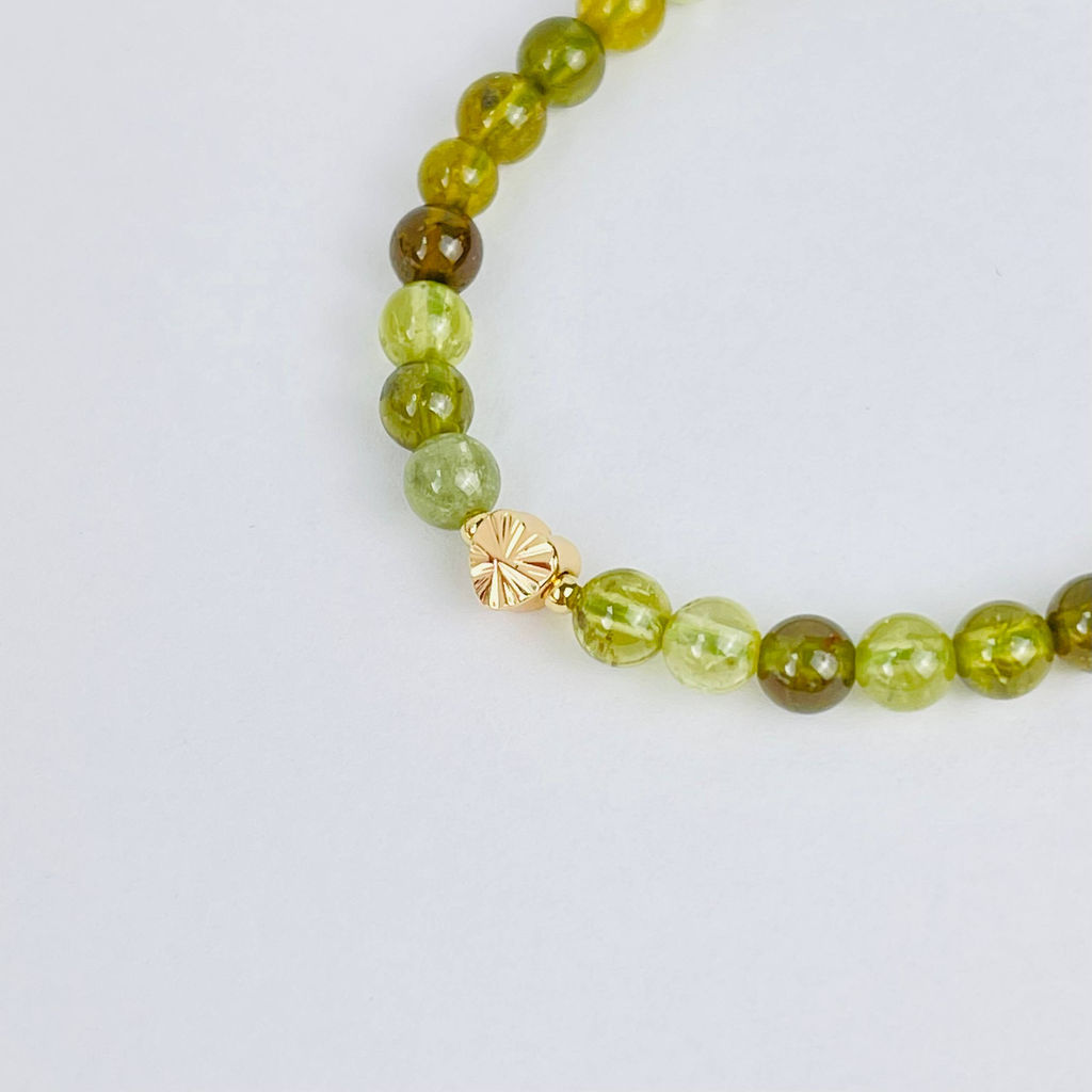 Браслет детский из Граната (Гроссуляр) со вставкой сердце 16 см