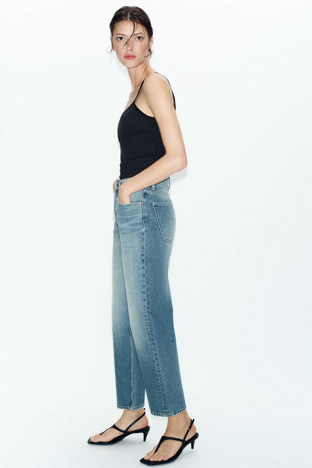 JEANS Z1975 SLIM CROPPED TIRO MEDIO / Azul / Verde - Zara фото 12