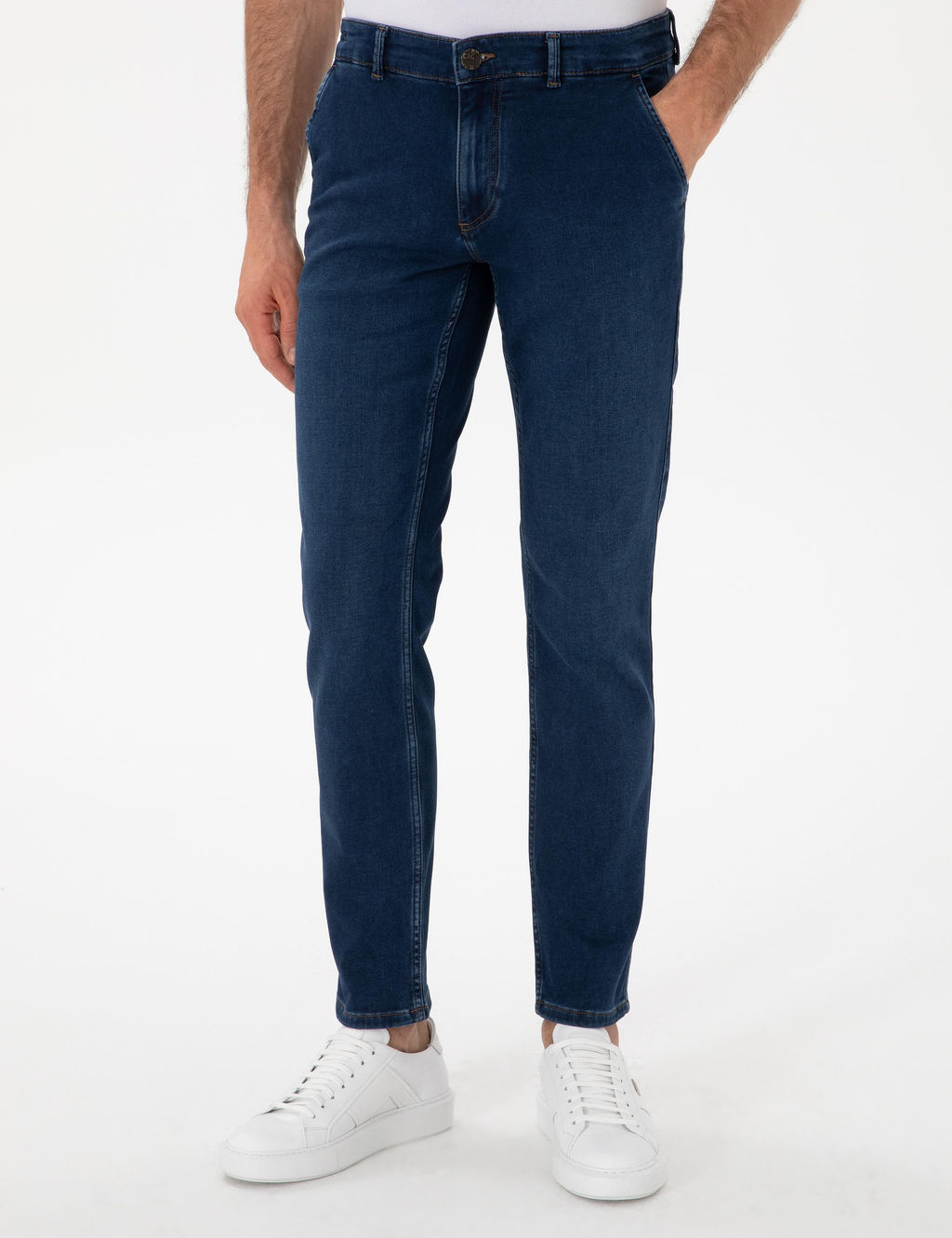 Lacivert Slim Fit Pamuk Kar___ml_ Jean Pantolon