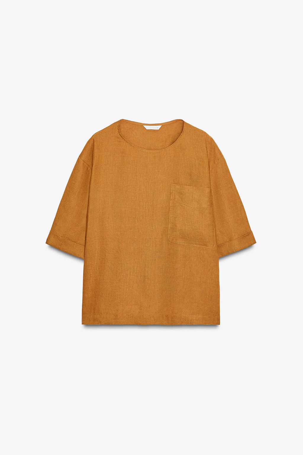 ZW COLLECTION LINEN SHORT SLEEVE TOP - Zara фото 6