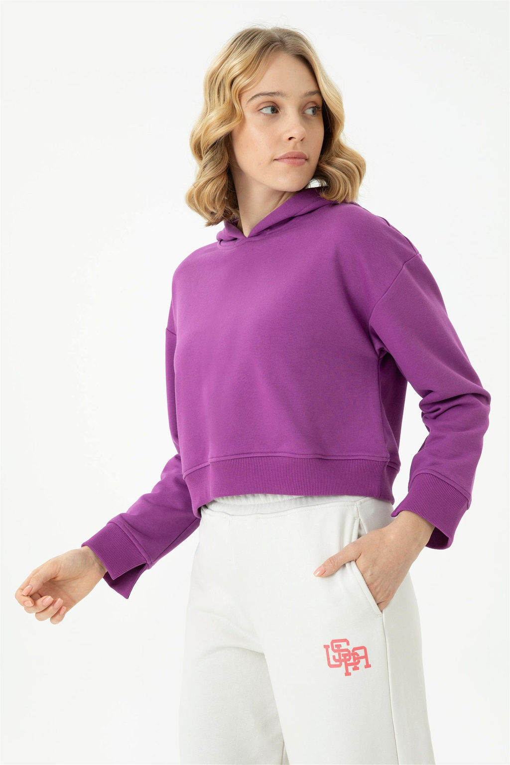 Женская фиолетовая толстовка с капюшоном - U.s. polo assn фото 12