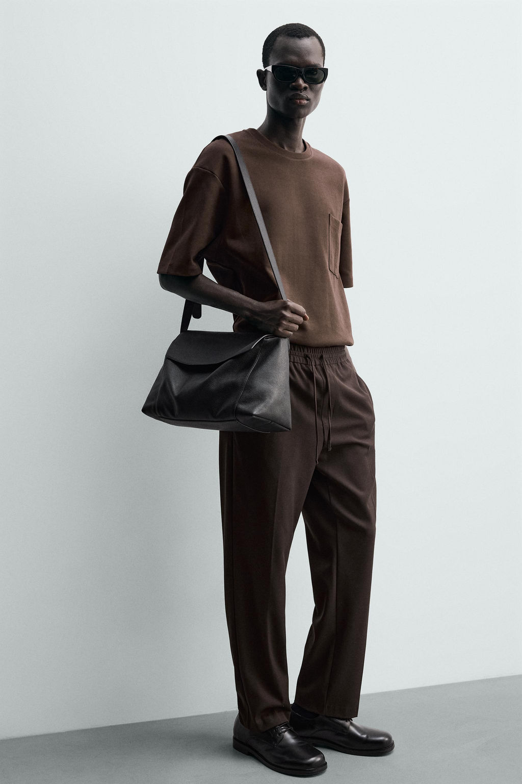 PANTAL?N CINTURA JOGGER CONFORT / Chocolate - Zara фото 5