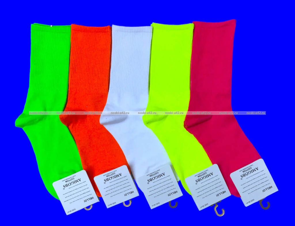 Цена за 10 пар. AMIGOBS носки высокие ЦВЕТНЫЕ с высокой резинкой арт. 1365