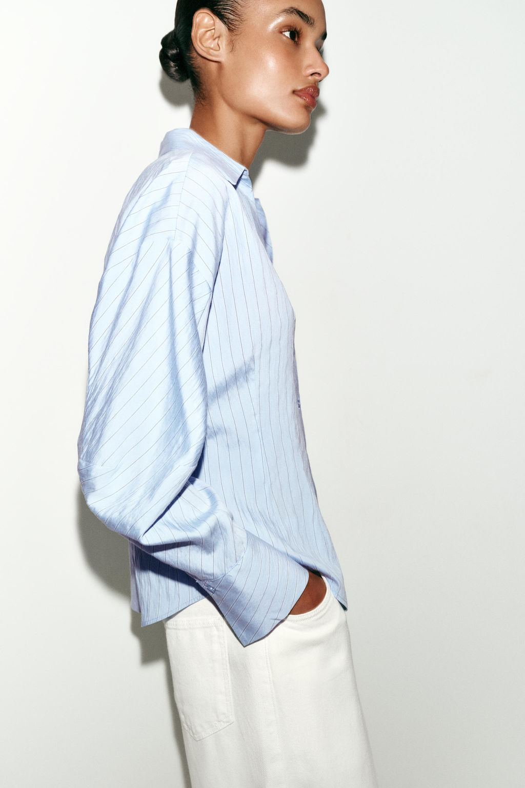 CAMISA ENTALLADA RAYAS / Celeste - Zara фото 3