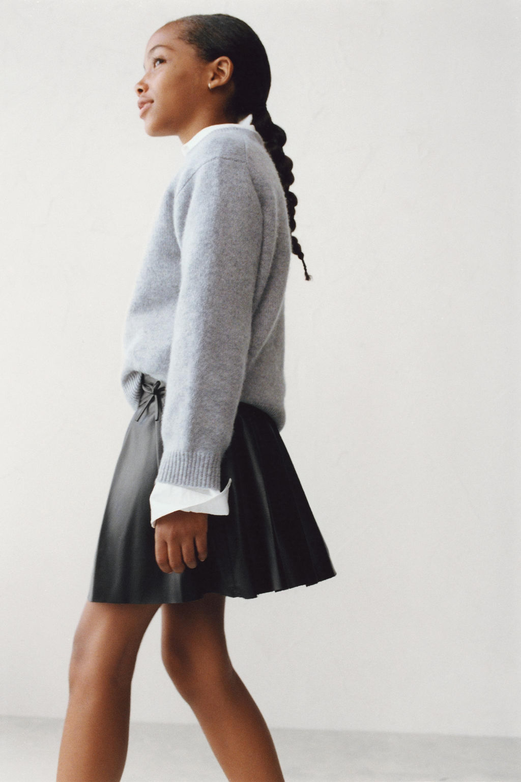 FAUX LEATHER BOX PLEAT SKIRT WITH BOWS - Zara фото 6