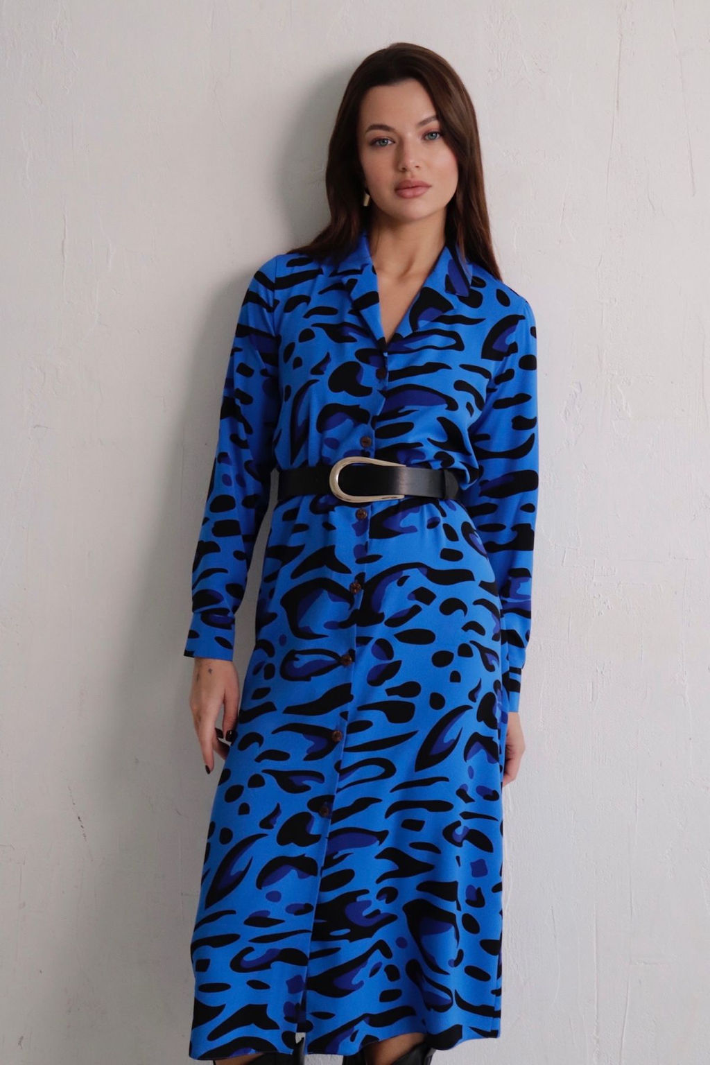 Платье-рубашка с английским воротником принт - Martichelli фото 348