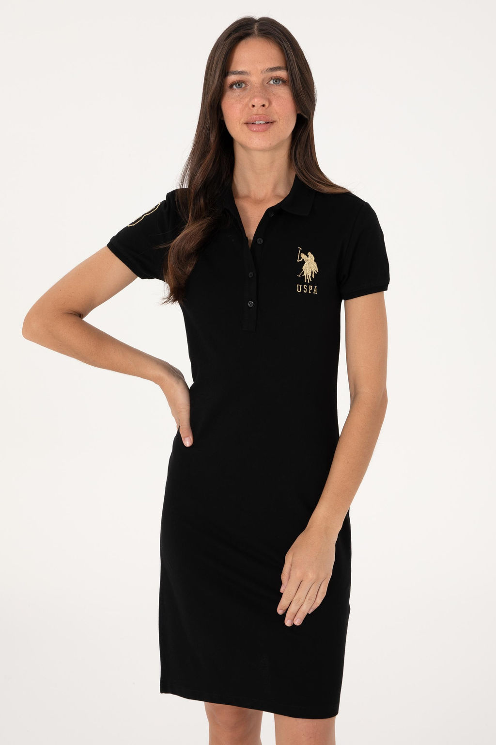 Kad_n Siyah Polo Yaka Mini Boy _rme Elbise Sepette S_rpriz _ndirim - U.s. polo assn фото 2