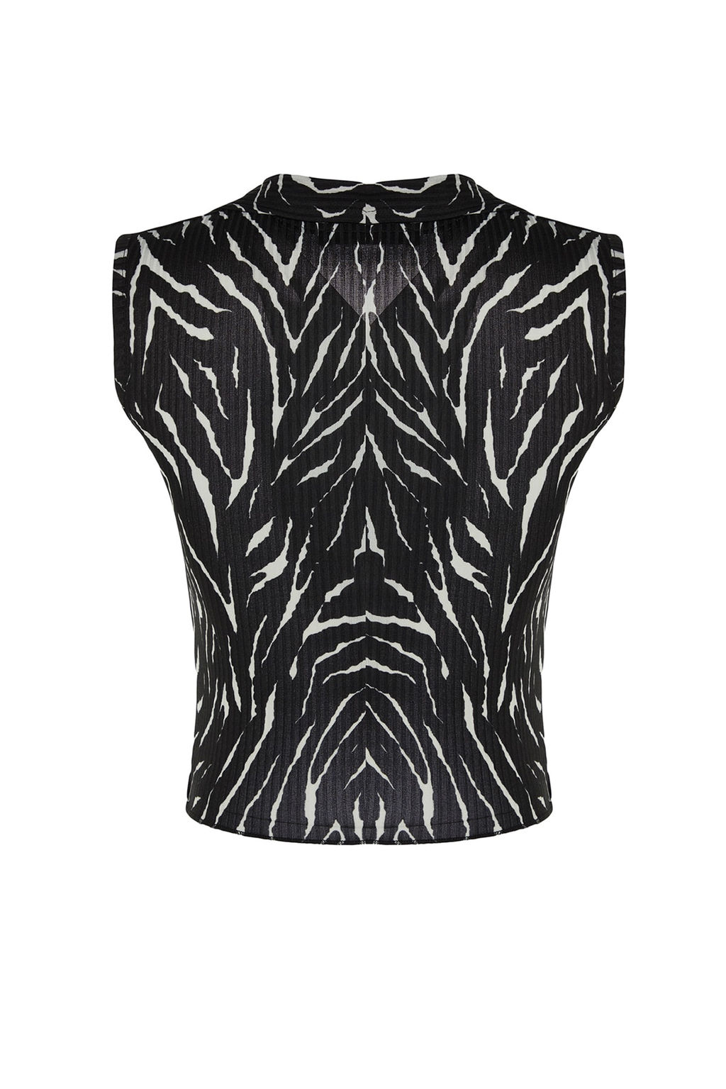 Trendyolmilla Siyah Fitted/Vucuda Oturan Polo Yaka Crop Esnek Orme Bluz TWOSS22BZ0335 фото 55