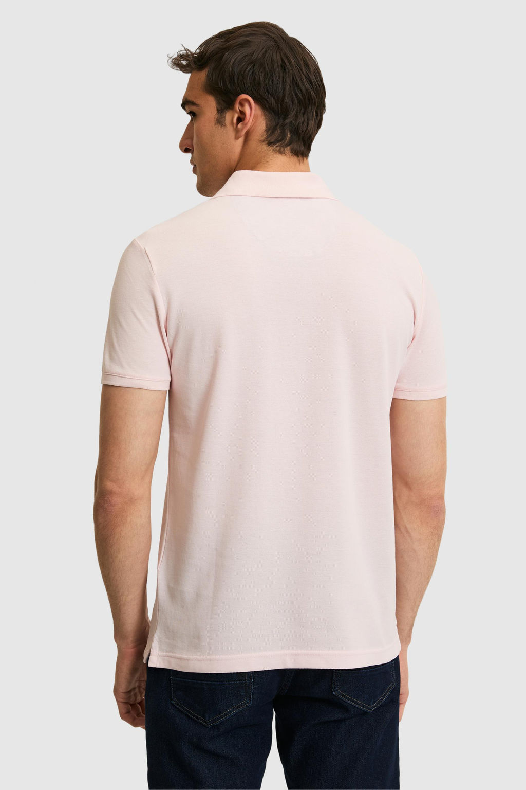 Erkek Slim Fit Polo Yaka A__k Pembe Basic Ti__rt