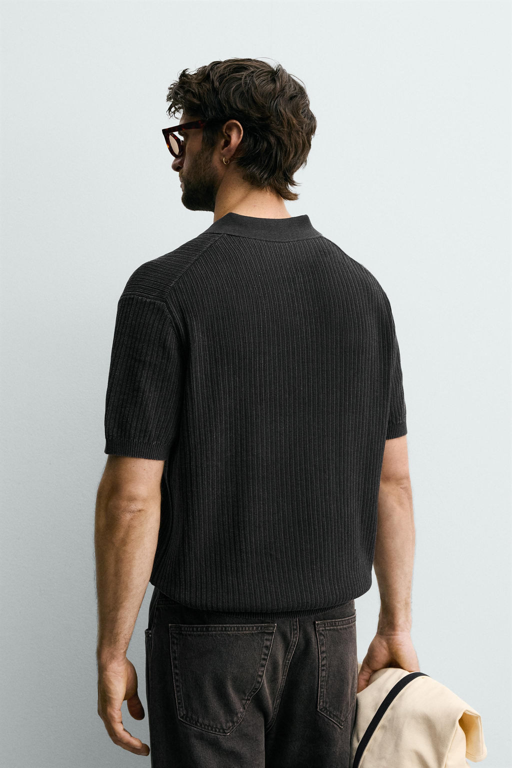 POLO PUNTO REGULAR FIT ESTRUCTURA / Negro lavado - Zara фото 3