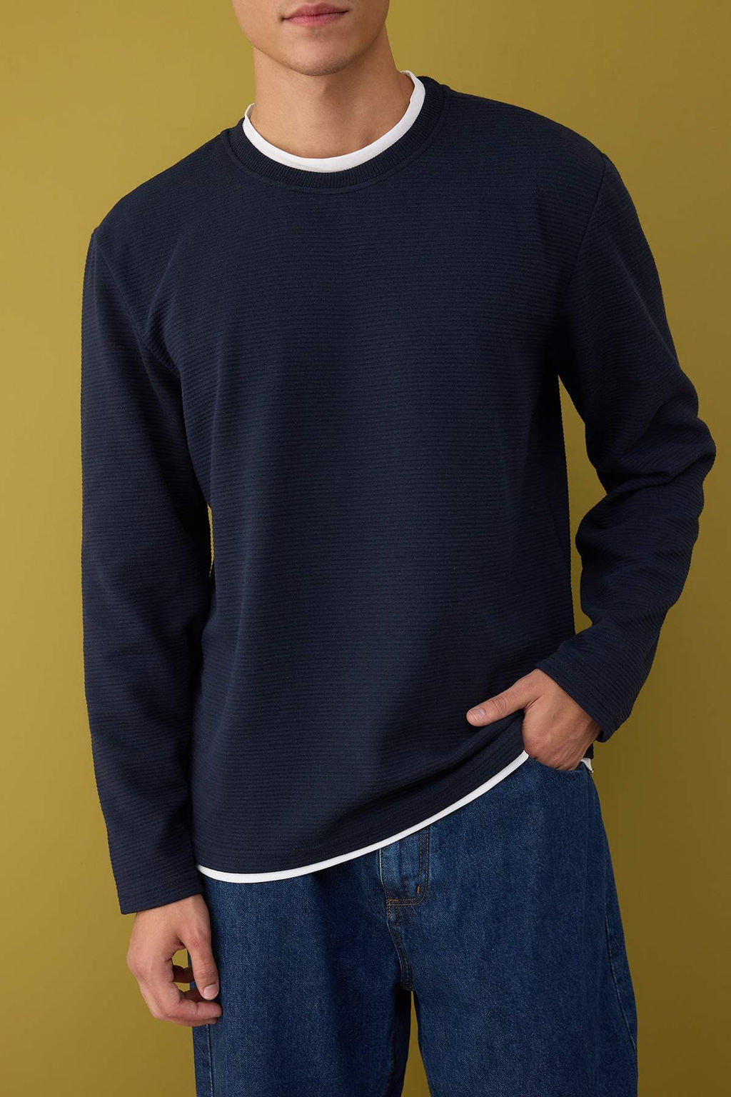 TRENDYOL MAN Mavi Regular/Normal Kesim Sweatshirt TMNAW22SW0658 - Trendyolmilla фото 9
