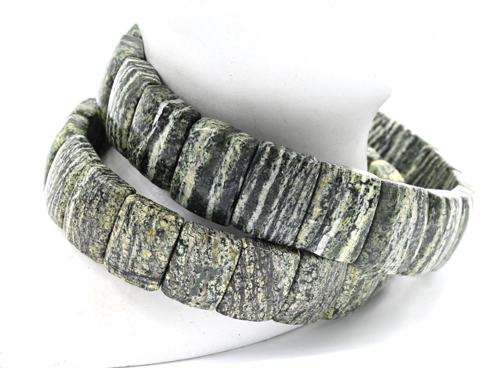 Браслет из змеевика (хризотила) прямоугольник 14*10мм, 17см, 27г