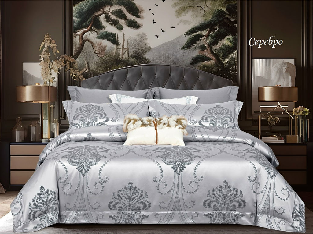 Комплект постельного белья Серебро, САТИН-ЖАККАРД евро