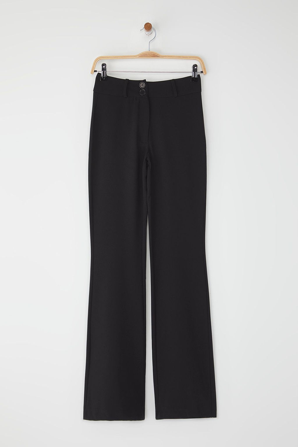 Siyah Ispanyol Paca Normal Bel Dokuma Pantolon TWOSS25PL00065