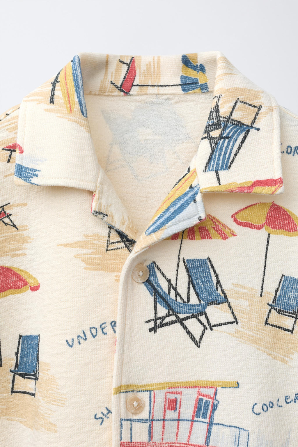 CAMISA BOWLING ESTAMPADO SILLAS PLAYA / Crudo - Zara фото 3