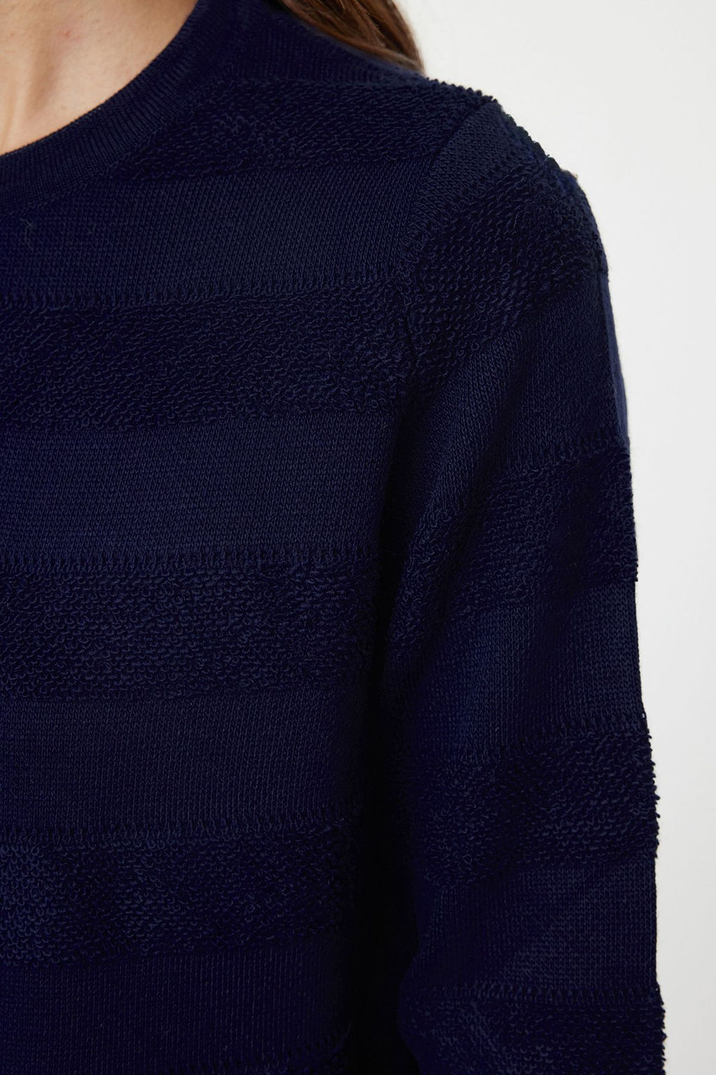 Lacivert Bisiklet Yaka Ceket Gorunumlu Triko H?rka TWOAW24HI00337