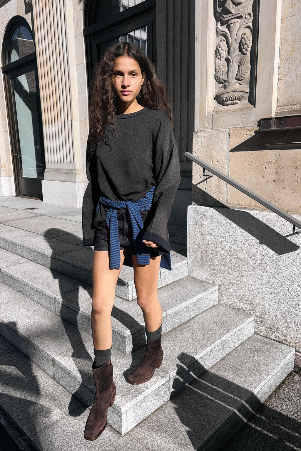 SPLIT SUEDE HEELED ANKLE BOOTS