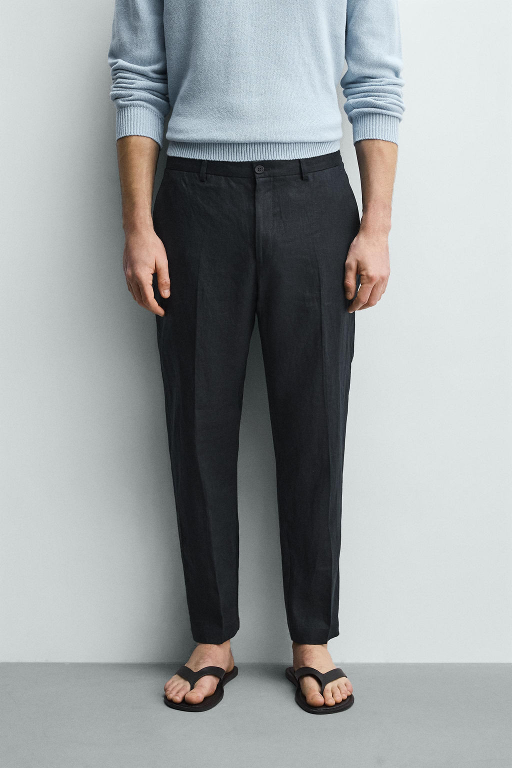 PANTAL?N REGULAR FIT 100% LINO / Marino - Zara фото 7