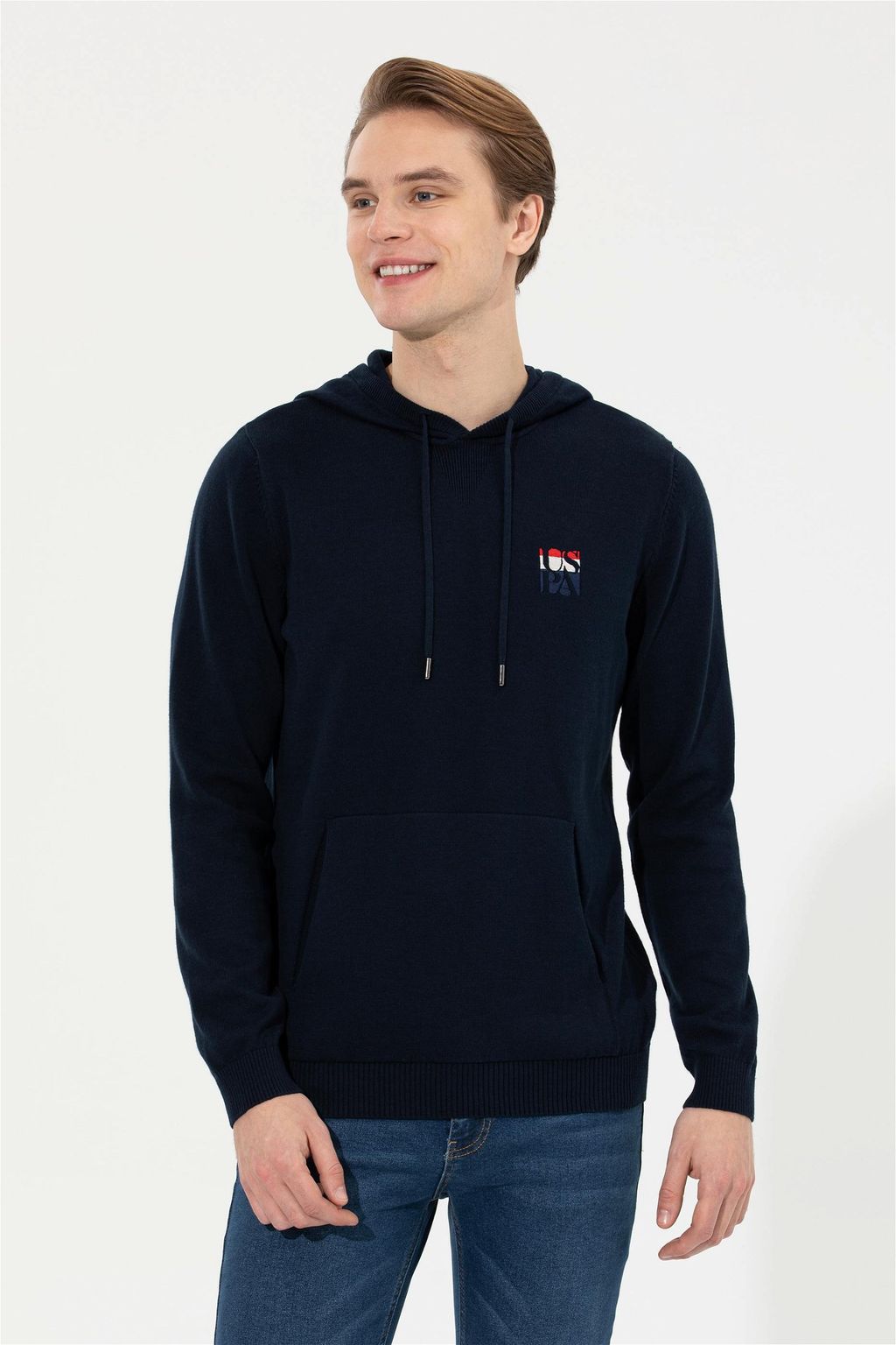 U. S. Polo Assn Мужской темно-синий трикотажный свитер с капюшоном - U.s. polo assn фото 4