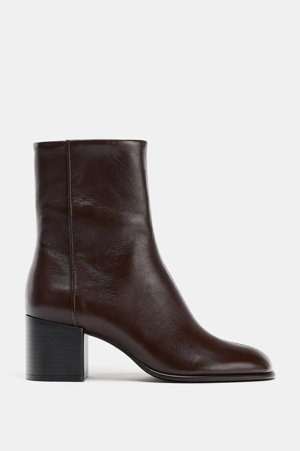 LEATHER ANKLE BOOTS WITH BLOCK HEEL