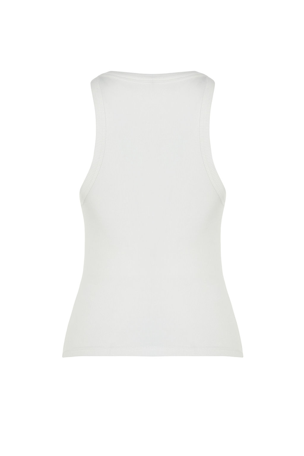 Ekru Vucuda Oturan Regular Boy Halter Yaka Fitilli Pamuklu Esnek Orme Atlet TWOSS24AL00002