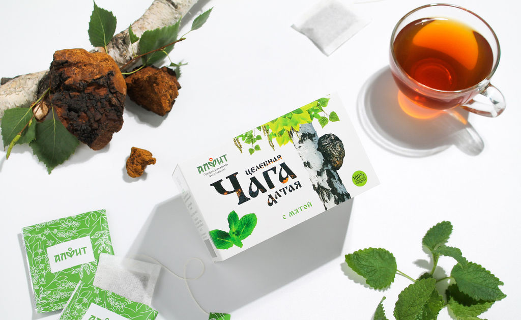 Чайный напиток целебная ЧАГА Алтая с МЯТОЙ Алфит 7807