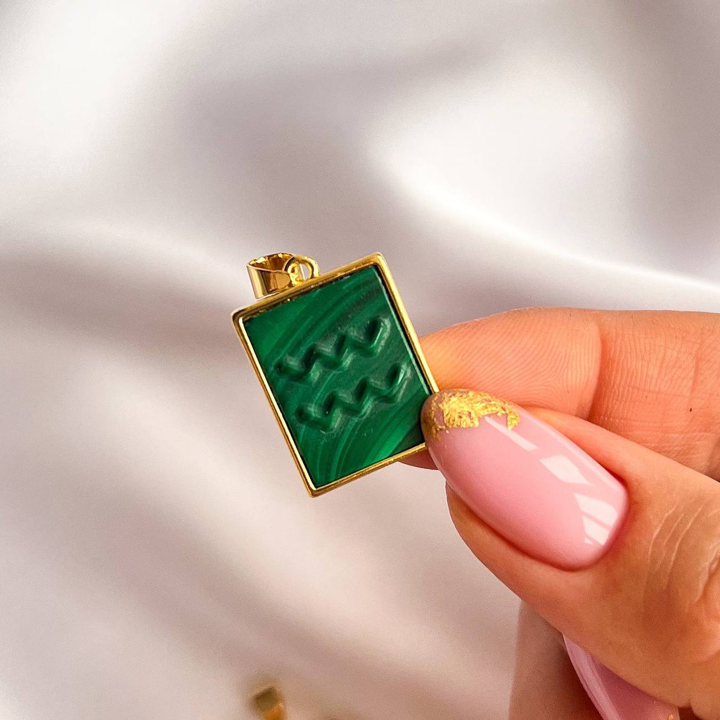 Кулон со знаком зодиака "Водолей" из Малахита