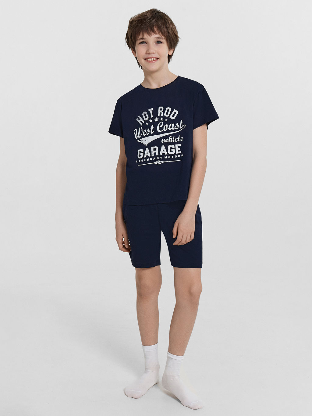 Комплект домашний для мальчиков синий с принтом "West coast"