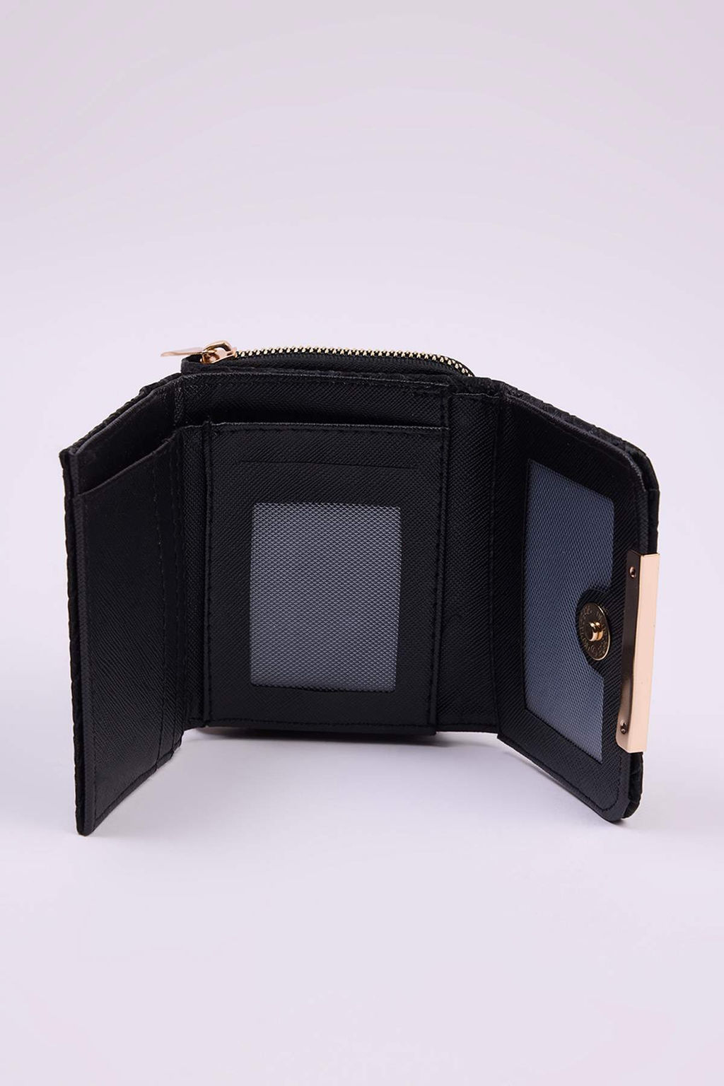 Siyah Dokulu C?t C?t Kapamal? Ve Fermuarl? Kad?n Cuzdan TAKAW26CU00002