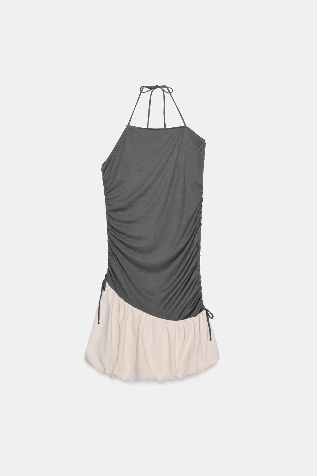 VESTIDO COMBINADO GLOBO / Gris / Beige - Zara фото 4