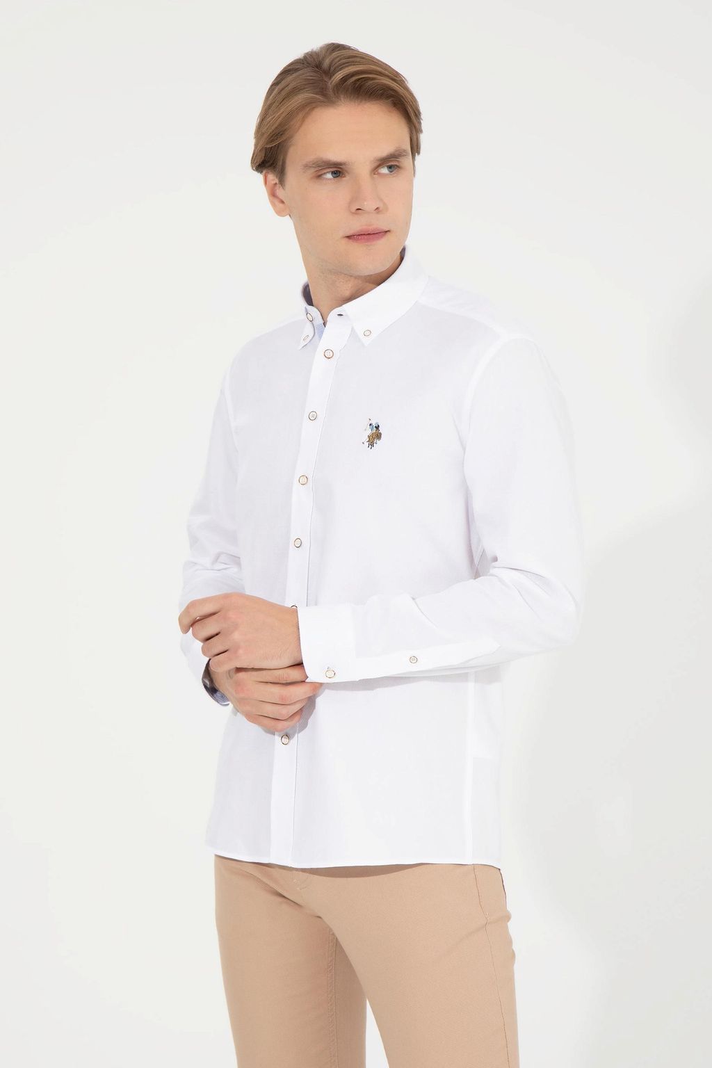 U. S. Polo Assn / Мужская белая рубашка с длинным рукавом - U.s. polo assn фото 2