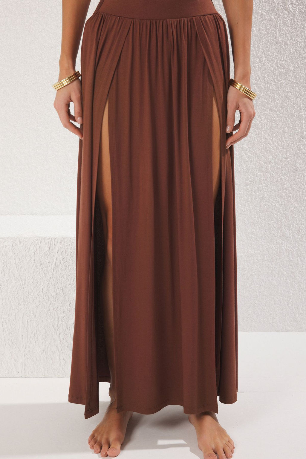 Kahverengi Orme Y?rtmacl? Maxi Plaj Etek TBESS25ET00005