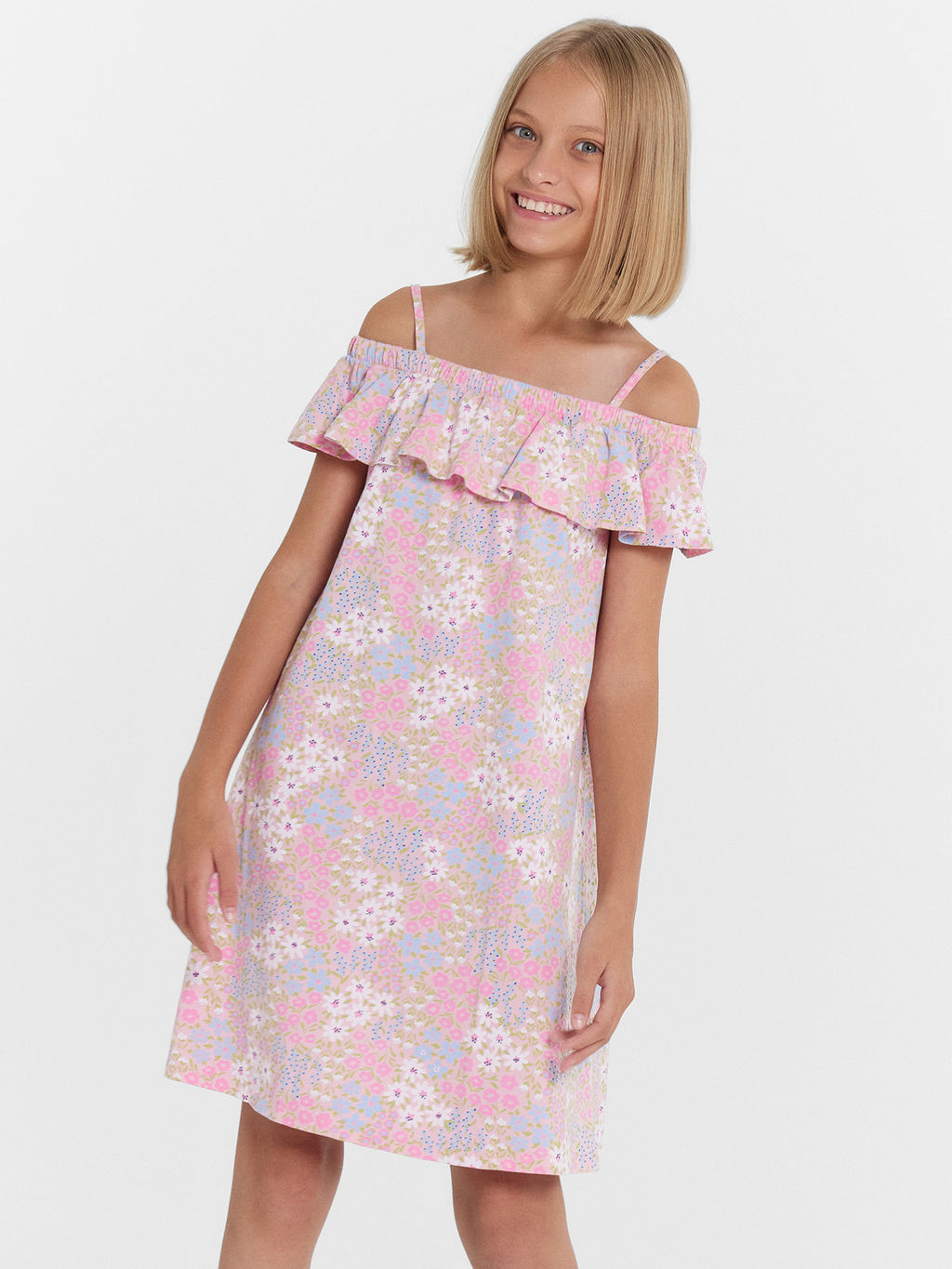 Сарафан для девочек розовый в цветочек - Mark formelle фото 2