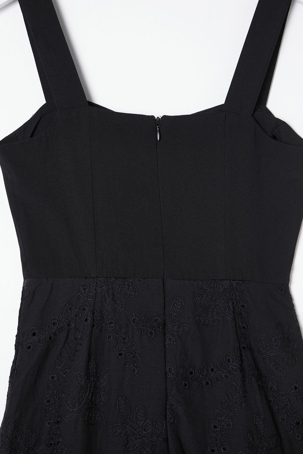 Siyah Belden Ac?lan Midi Brode Astarl? Dokuma Elbise TWOSS23EL00156