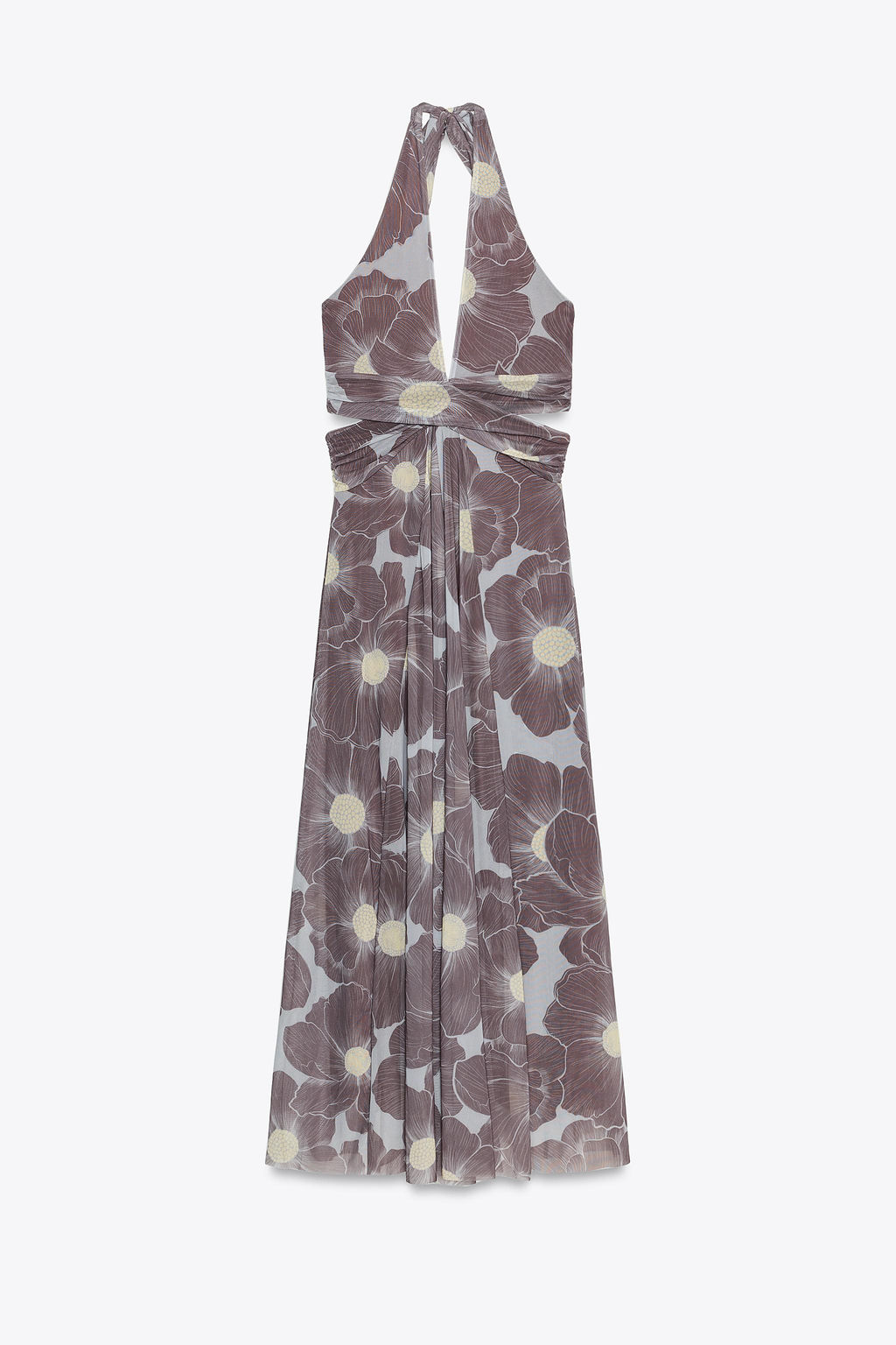CUT-OUT PRINTED TULLE LONG DRESS - Zara фото 14