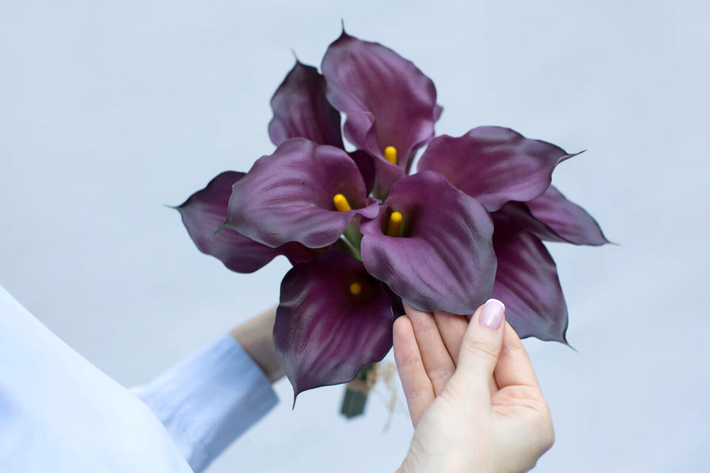 Букет калл 12 штук - Фиолетовый - Real touch фото 3