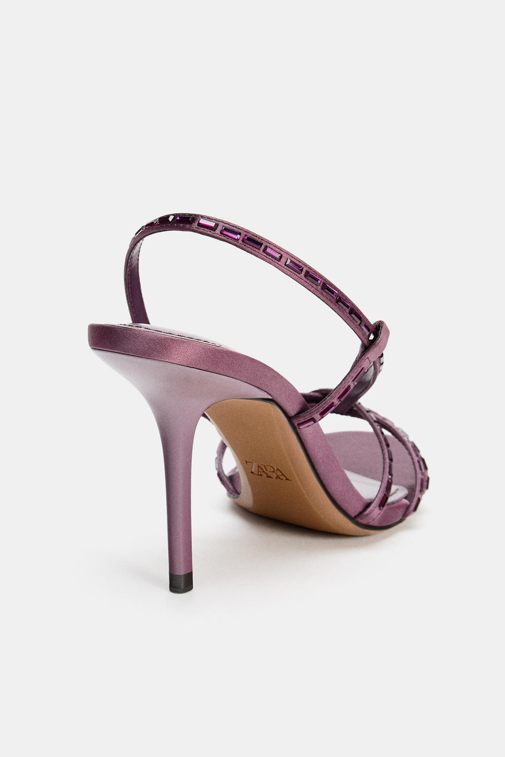 SANDALIA TAC?N TIRAS BRILLOS / Morado