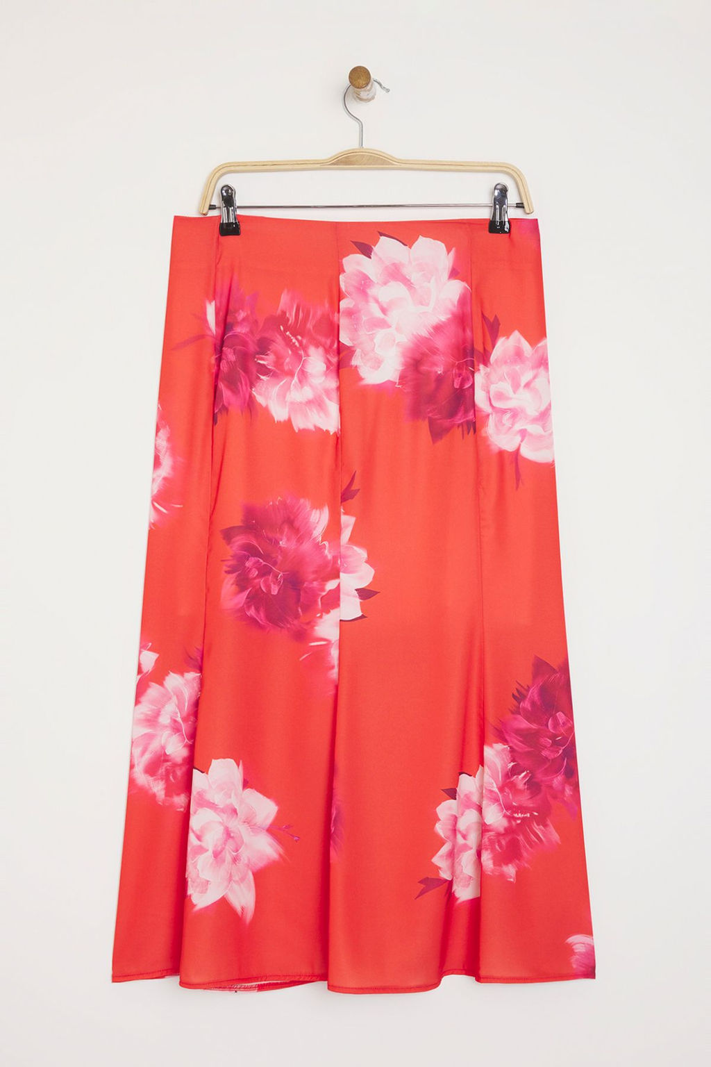 K?rm?z? Buyuk Cicek Desenli Maxi Boy Dokuma Etek TWOSS23ET00124