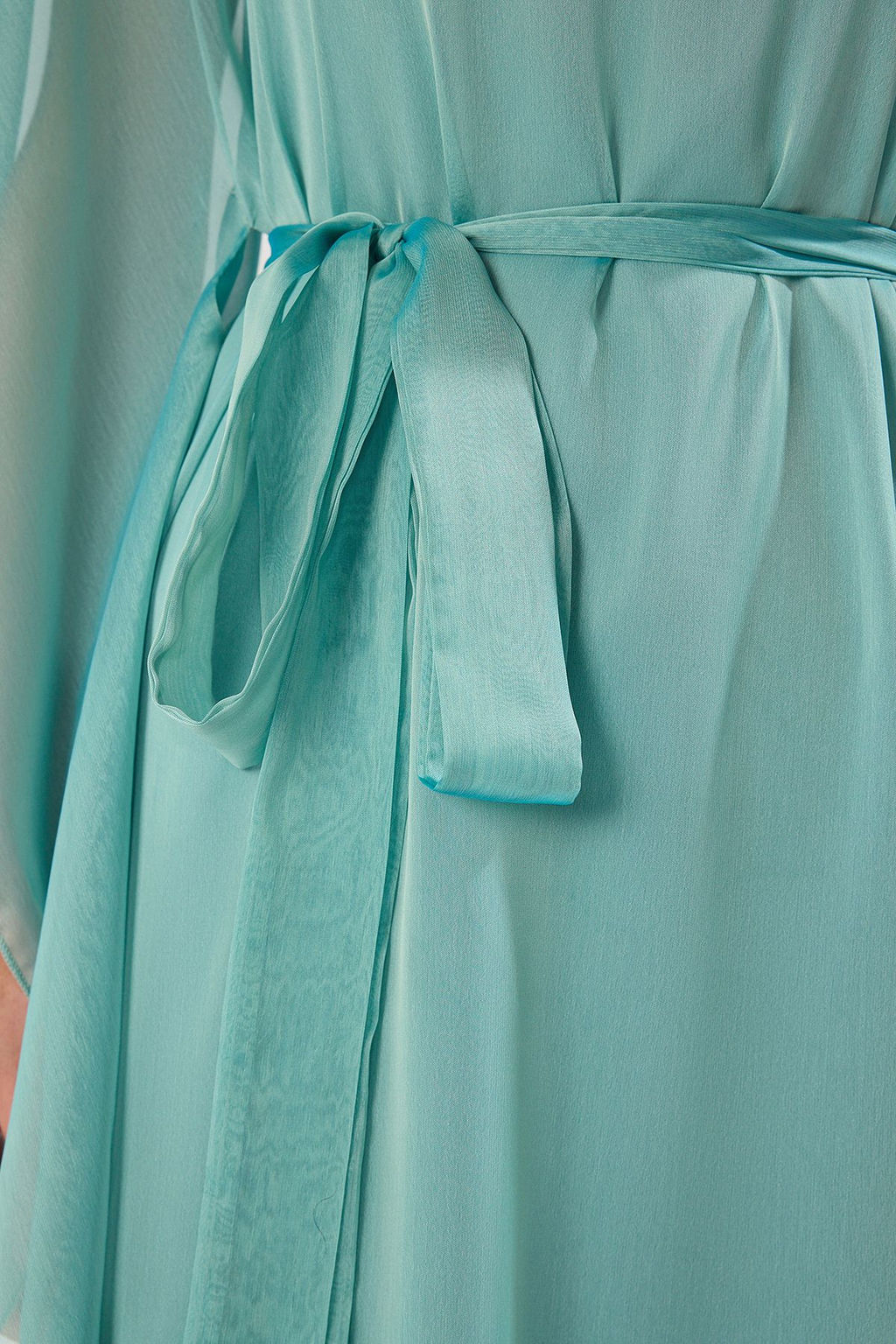 TRENDYOLMILLA Mint V Yaka Sifon Dokuma Maxi S?k Abiye Elbise TPRSS25AE00044  фото 4